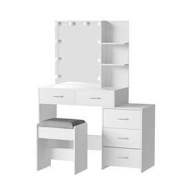 Artiss Dressing Table Set Stool 10 LED Bulbs White Dale - RnR Galore