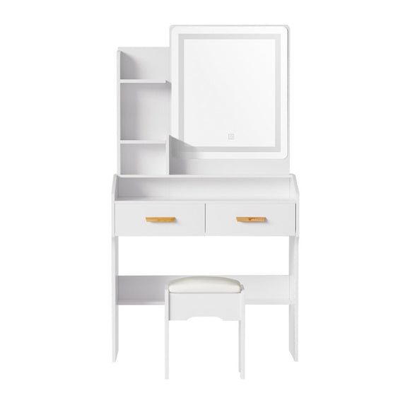 Artiss Dressing Table Set Stool Led White Doria - RnR Galore