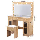 Artiss Dressing Table Vanity Desk Set LED Bulbs RGB Light Wood - RnR Galore