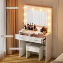 Artiss Dressing Table Vanity Desk Set Stool 10 Led Bulbs White - RnR Galore