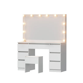 Artiss Dressing Table Vanity Desk Set Stool 12 Led Bulbs White - RnR Galore