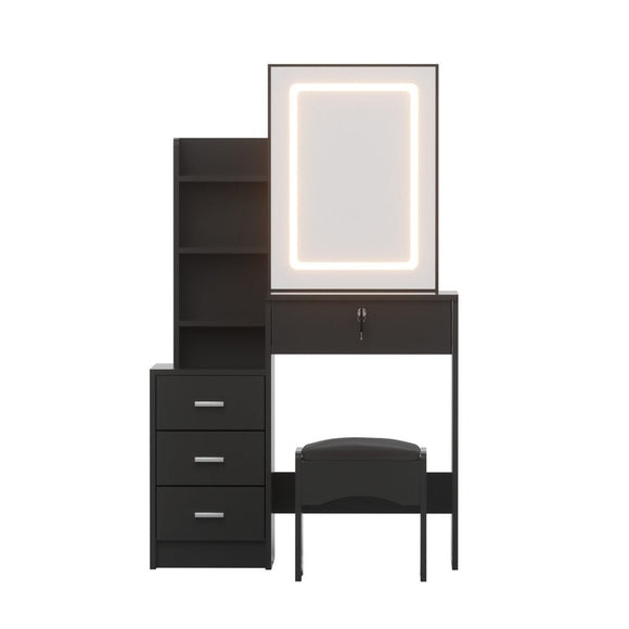 Artiss Dressing Table Vanity Desk Set Stool Led Black - RnR Galore