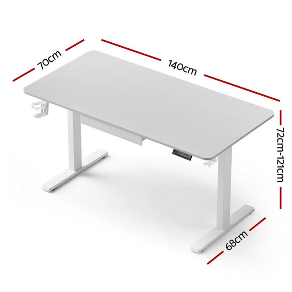 Artiss Electric Standing Desk 140cm Adjustable Height Motorised Home Office Desk Drawer - RnR Galore