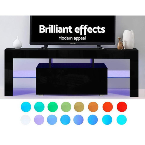 Artiss Entertainment Unit TV Cabinet LED 130cm Black Elo - RnR Galore