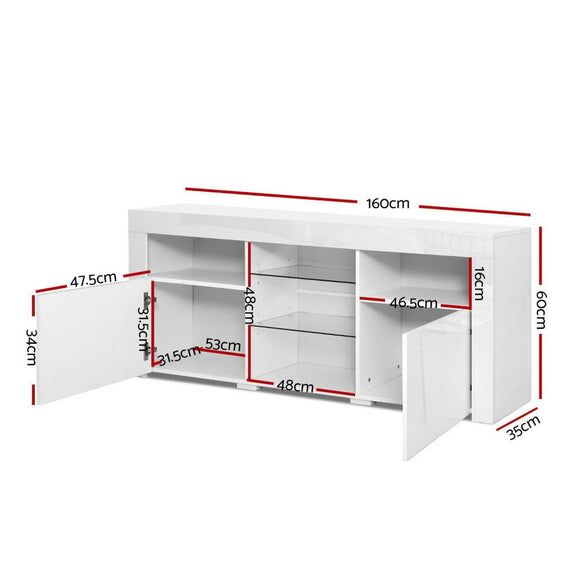 Artiss Entertainment Unit TV Cabinet LED 160cm White Bobi - RnR Galore
