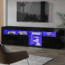 Artiss Entertainment Unit TV Cabinet LED 180cm Black Bobi - RnR Galore