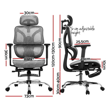 Artiss Ergonomic Office Chair Footrest Grey - RnR Galore