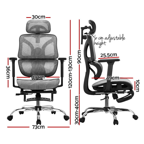 Artiss Ergonomic Office Chair Footrest Grey - RnR Galore