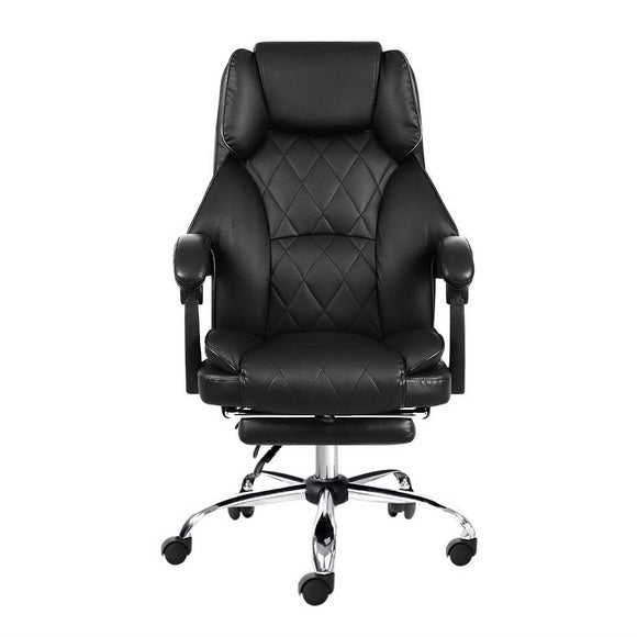 Artiss Executive Office Chair Leather Footrest Black - RnR Galore