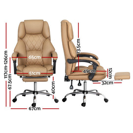 Artiss Executive Office Chair Leather Footrest Espresso - RnR Galore