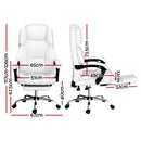 Artiss Executive Office Chair Leather Footrest White - RnR Galore