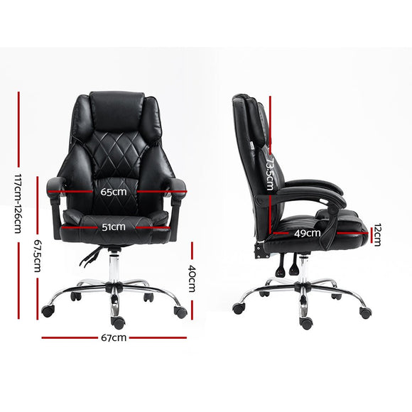 Artiss Executive Office Chair Leather Recliner Black - RnR Galore