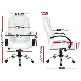 Artiss Executive Office Chair Leather Tilt White - RnR Galore