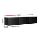 Artiss Floating Entertainment Unit TV Cabinet High Glossy Black 3 Cabinets 200CM - RnR Galore