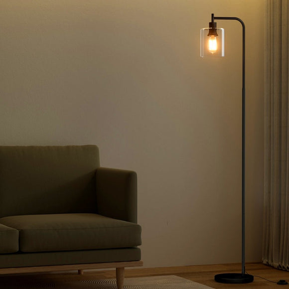 Artiss Floor Lamp Light Stand Modern Home Living Room Office Reading Glass Shade Black - RnR Galore