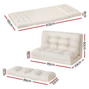 Artiss Floor Lounge Sofa Bed 2 Seater Pillow Leather White - RnR Galore