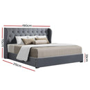 Artiss Issa Bed Frame Fabric Gas Lift Storage - Grey King - RnR Galore