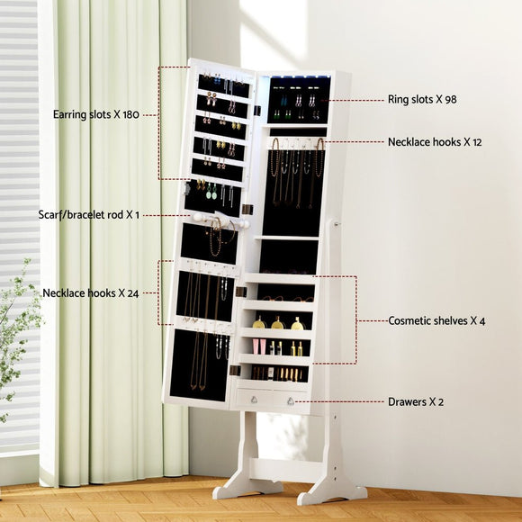 Artiss Jewellery Cabinet Mirror Free Standing - RnR Galore