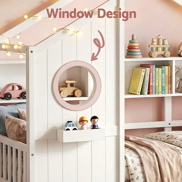 Artiss Kids Single Bed Frame House Bed Solid Wood Montessori Bed for Toddler White - RnR Galore