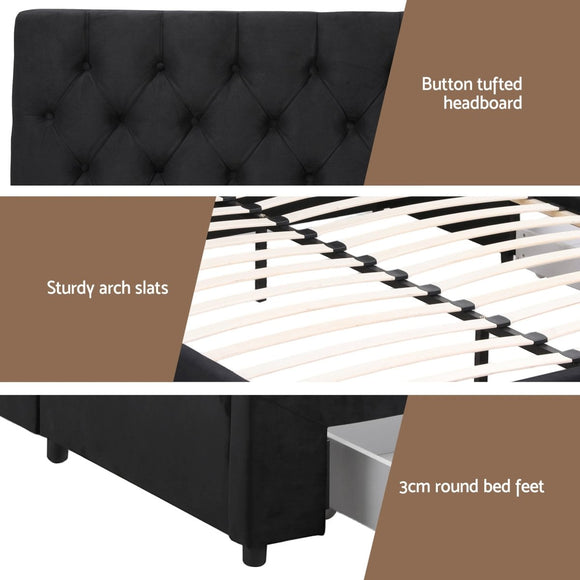 Artiss King Bed Frame Storage Charging Station Upholstered 3 Drawers USB Type - C - RnR Galore