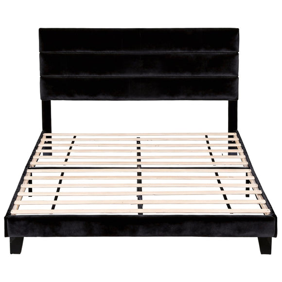Artiss King Bed Frame Upholstered Platform Base with Geometric Headboard Black Velvet - RnR Galore