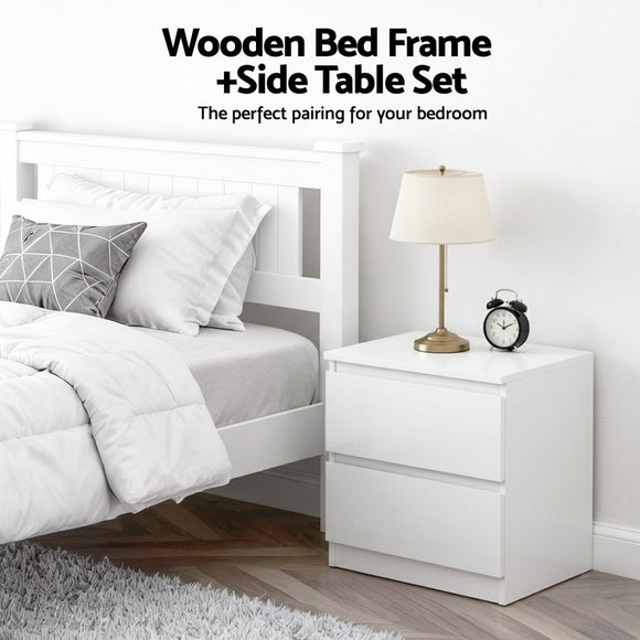Artiss King Single Bed Frame and Bedside Table - RnR Galore