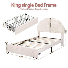 Artiss King Single Bed Frame with Storage Drawer Upholstered Velvet Platform Bed LED Headboard - RnR Galore