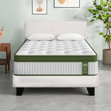 Artiss King Single Bed Set with BedStory Hybrid Mattress Upholstered Platform White Boucle Fabric - RnR Galore