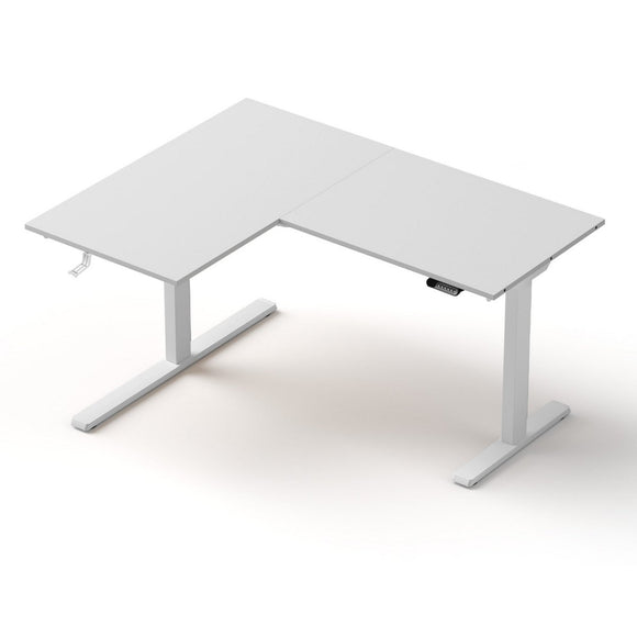 Artiss L - Shape Standing Desk Sit Stand Up Height Adjustable Electric Motorised White - RnR Galore