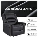 Artiss Leather Manual Recliner Chair with USB Charge Port, Overstuffed Armchair Sofa for Living Room and Nursery, Asjustable Theater Reclining Lounge with Comfortable Wide Seat, 150kg Capacity, Black - RnR Galore
