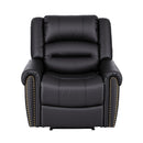 Artiss Leather Manual Recliner Chair with USB Charge Port, Overstuffed Armchair Sofa for Living Room and Nursery, Asjustable Theater Reclining Lounge with Comfortable Wide Seat, 150kg Capacity, Black - RnR Galore