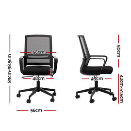 Artiss Mesh Office Chair Computer Gaming Desk Chairs Work Study Mid Back Black - RnR Galore