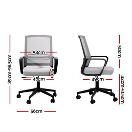 Artiss Mesh Office Chair Computer Gaming Desk Chairs Work Study Mid Back Grey - RnR Galore