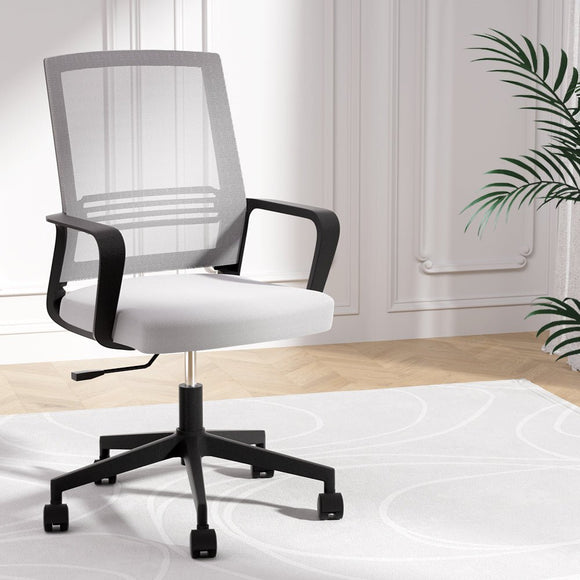 Artiss Mesh Office Chair Computer Gaming Desk Chairs Work Study Mid Back Grey - RnR Galore