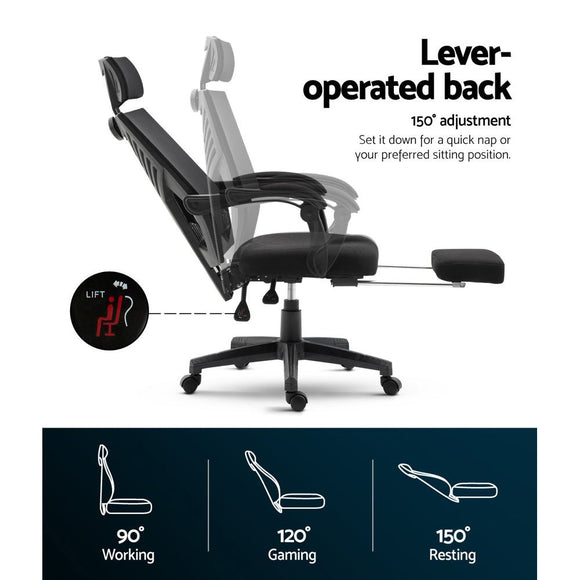 Artiss Mesh Office Chair Recliner Black - RnR Galore