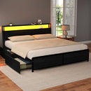 Artiss Metal Bed Frame King Size Storage Headboard Charge Station LED 4 Drawers - RnR Galore