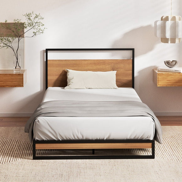 Artiss Metal Bed Frame Single Size Beds Platform with Mattress - RnR Galore