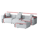 Artiss Modular Sofa Chaise Set 4 - Seater Grey - RnR Galore