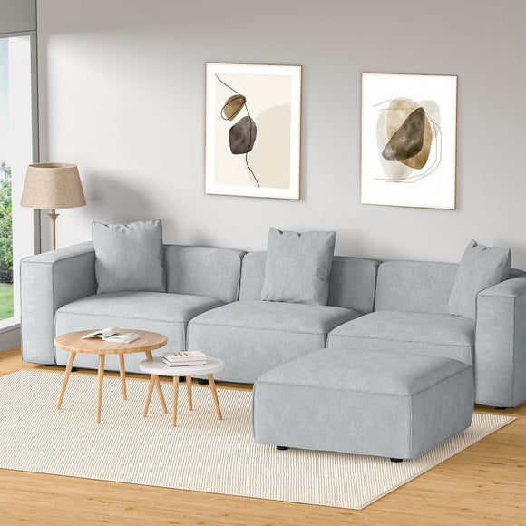 Artiss Modular Sofa Chaise Set 4 - Seater Grey - RnR Galore
