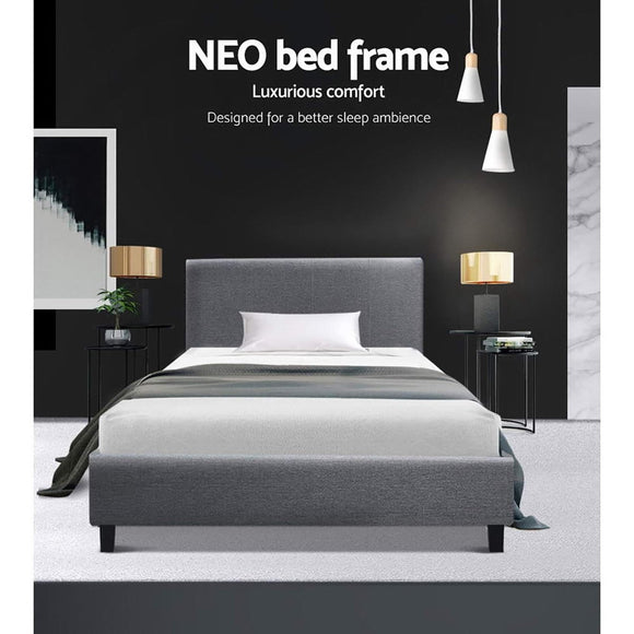 Artiss Neo Bed Frame Fabric - Grey Single - RnR Galore