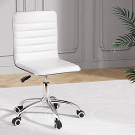 Artiss Office Chair Conference Chairs PU Leather Low Back White - RnR Galore
