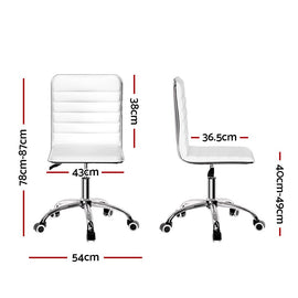 Artiss Office Chair Conference Chairs PU Leather Low Back White - RnR Galore