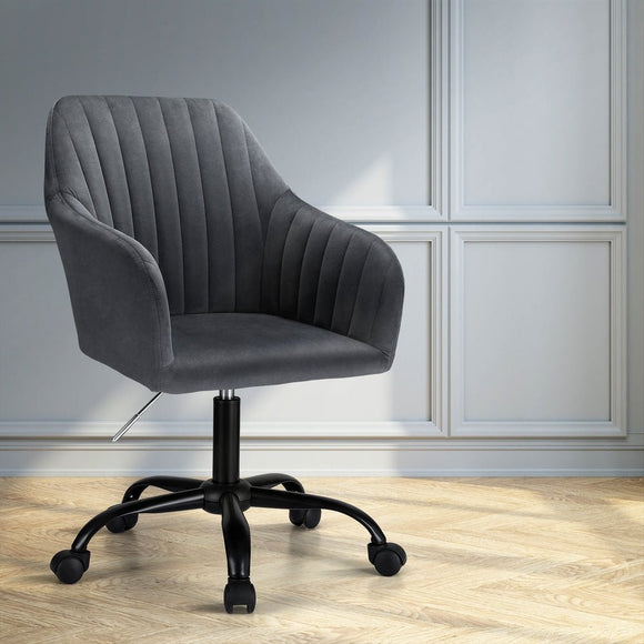 Artiss Office Chair Velvet Seat Dark Grey - RnR Galore