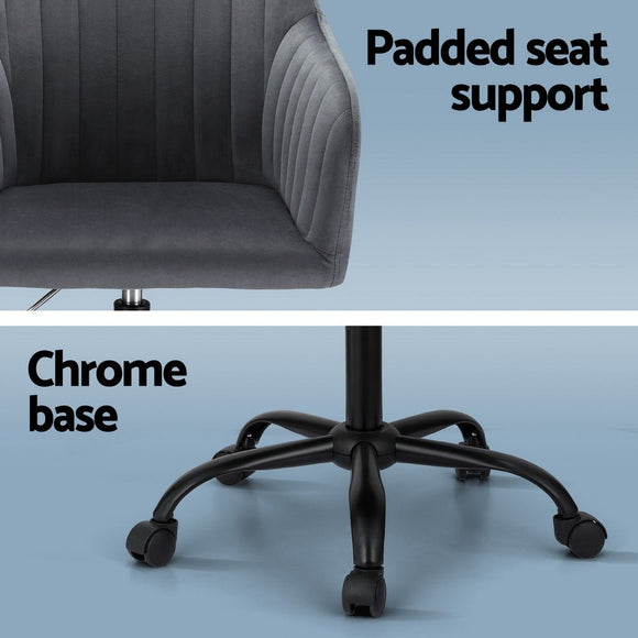 Artiss Office Chair Velvet Seat Dark Grey - RnR Galore
