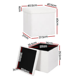 Artiss Ottoman Storage Foot Stool Vanity Square Teddy - RnR Galore