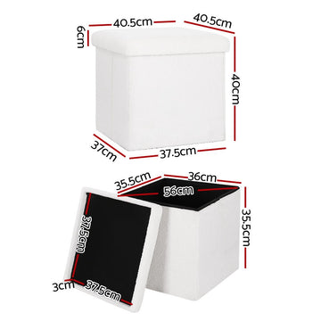 Artiss Ottoman Storage Foot Stool Vanity Square Teddy - RnR Galore