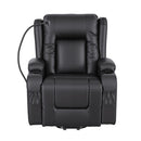 Artiss Power Lift Recliner Chair with Massage and Heat for Elderly, Electric Sofa Reclining Chair with USB and Phone Holder, PU Leather Comfy Armchair for Living Room, 2 Cup Holder & 4 Pockets, Black - RnR Galore