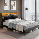 Artiss Queen Bed Frame LED Storage Headboard with Charging Station Black - RnR Galore
