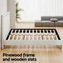 Artiss Queen Bed Frame Platform Bed Base Upholstered Headboard Linen Fabric Beige - RnR Galore