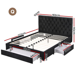 Artiss Queen Bed Frame Storage Charging Station Upholstered 3 Drawers USB Type - C - RnR Galore